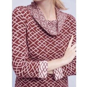 Moth Anthropologie Turtleneck Geometric Sweater